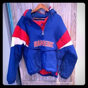 Men’s NY Rangers Starter Blue Hooded Jacket.